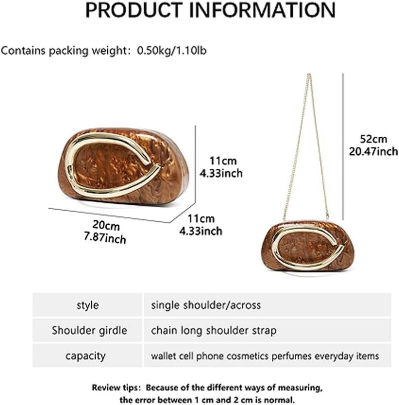 CUXVA Acrylic Clutch Purse for Women Classic Round Acrylic Evening Handbag Vintage Metal Handlebars Bag for Wedding Party Prom - Image 2